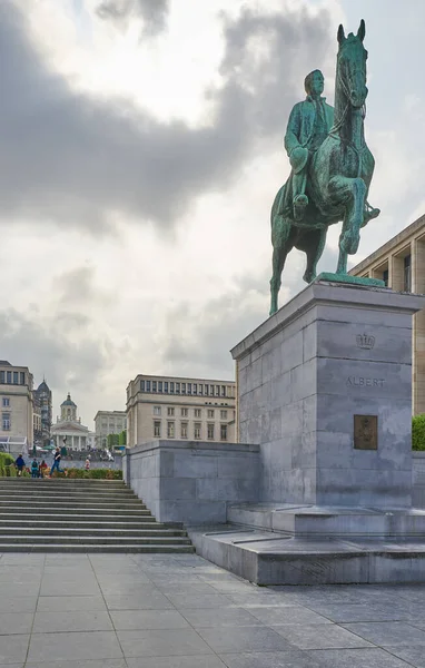 Bruselas Beigium Septiembre 2018 Monts Des Artes Monumento Con Estatua —  Fotos de Stock