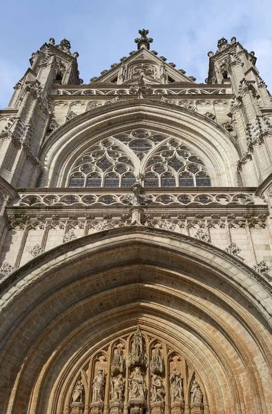 Bryssel Beigium Detalj Fasaden Vår Fru Sablon Kyrkan — Stockfoto