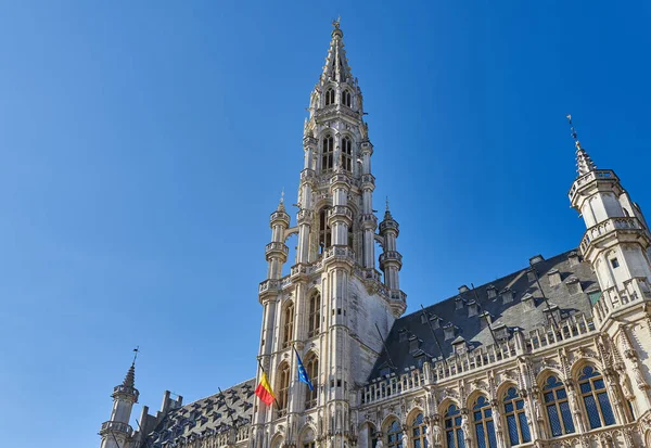 Bruxelles Beigium Udsigt Til Tårnet Rådhuset Grand Place Grote Markt - Stock-foto