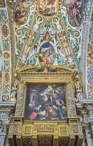 Bérgamo Italia Marzo 2017 Las Pinturas Decoraciones Doradas Bóveda Basílica —  Fotos de Stock