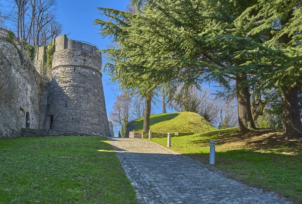 Itália Bérgamo Vista Torre Veneziana Fortaleza Medieval Rocca — Fotografia de Stock