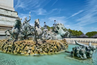 France, Bordaux, the fountain with the bronze sculptural group at the base of the monument to the Girondins deputies