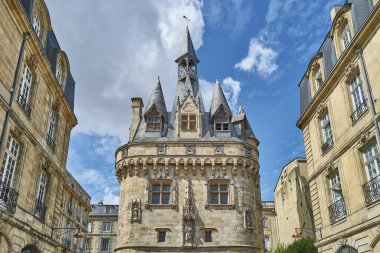 Bordeaux, France - August 18, 2019:  Upward view of the Cailhau medieval gate