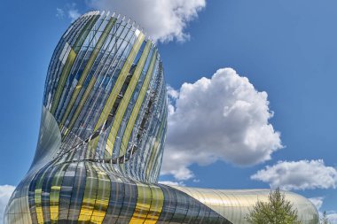 Bordeaux, France - August 19, 2019: Visitors in  in a hall of the Wine City  museum and cultural center