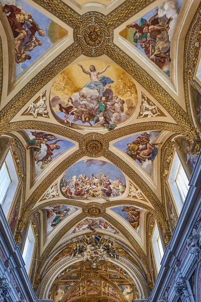 Nápoles Italia Julio 2019 Las Pinturas Del Techo Nave Iglesia — Foto de Stock