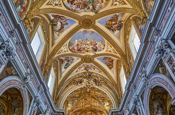 Neapol Itálie Července 2019 Obrazy Stropu Chrámové Lodi Charterhouse San — Stock fotografie