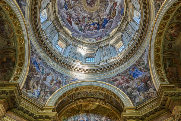 意大利那不勒斯 2019年3月28日 圣玛丽亚 阿斯松塔主教座堂圆顶的内部 通常被称为圣热那罗主教座堂 — 图库照片