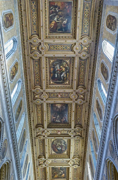 Nápoles Italia Marzo 2019 Techo Nave Catedral Santa Maria Assunta — Foto de Stock