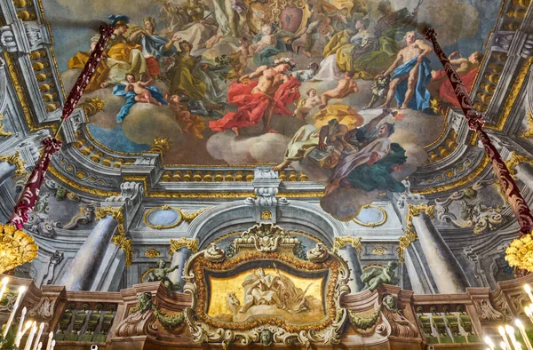 Nápoles Itália Março 2019 Teto Primeira Sala Estar Palácio Real — Fotografia de Stock