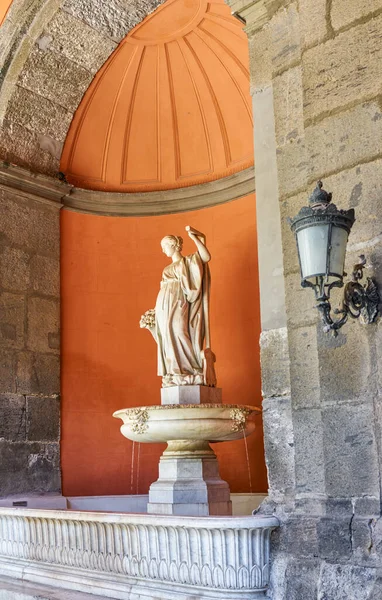 Naples Italie Mars 2019 Fontaine Cour Principale Palais Royal — Photo
