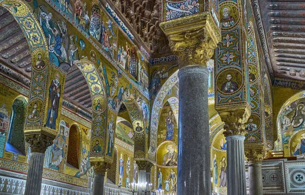 Palermo Włochy Października 2022 Bizantyjska Mozaika Stylu Kaplicy Palatyńskiej Pałacu — Zdjęcie stockowe