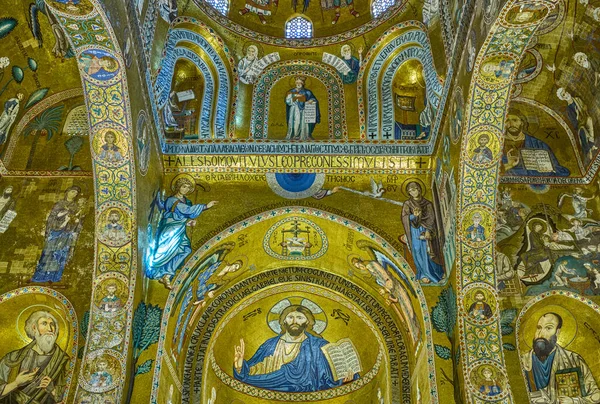 Palermo Itália Outubro 2022 Mosaicos Estilo Bizantino Capela Palatina Palácio — Fotografia de Stock