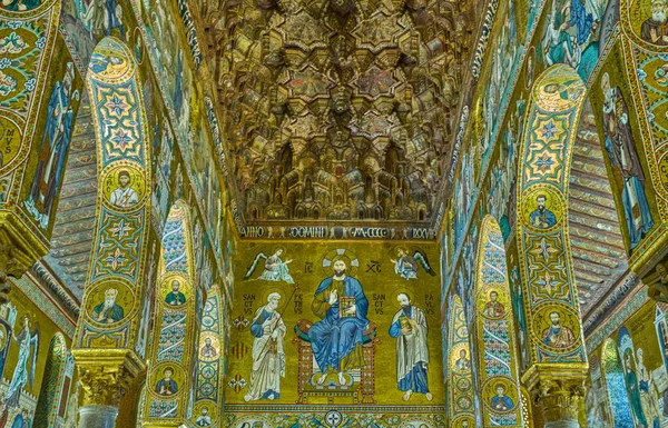 Palermo Italia Octubre 2022 Mosaicos Estilo Bizantino Capilla Palatina Palacio —  Fotos de Stock