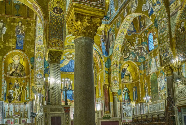 Palermo Italia Octubre 2022 Mosaicos Estilo Bizantino Capilla Palatina Palacio — Foto de Stock