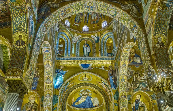 Palermo Itálie Října 2022 Byzantské Mozaiky Kaple Palatine Normanském Paláci — Stock fotografie