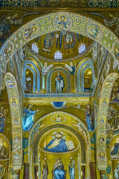 Palermo Italia Octubre 2022 Mosaicos Estilo Bizantino Capilla Palatina Palacio — Foto de Stock