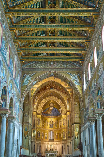 Monreale Itálie Října 2022 Bohaté Byzantské Mozaiky Uvnitř Katedrály Santa — Stock fotografie