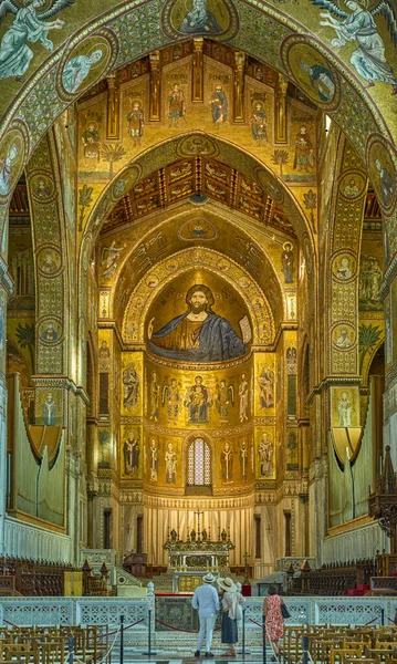Monreale Italië Oktober 2022 Rijke Byzantijnse Mozaïeken Kathedraal Van Santa — Stockfoto