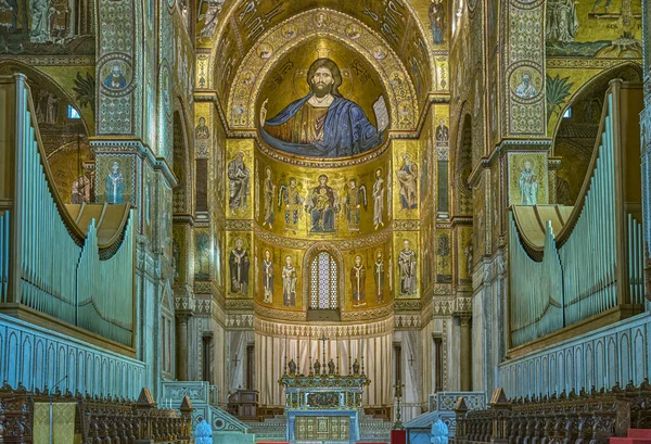 Monreale Italie Octobre 2022 Les Riches Mosaïques Byzantines Intérieur Cathédrale — Photo
