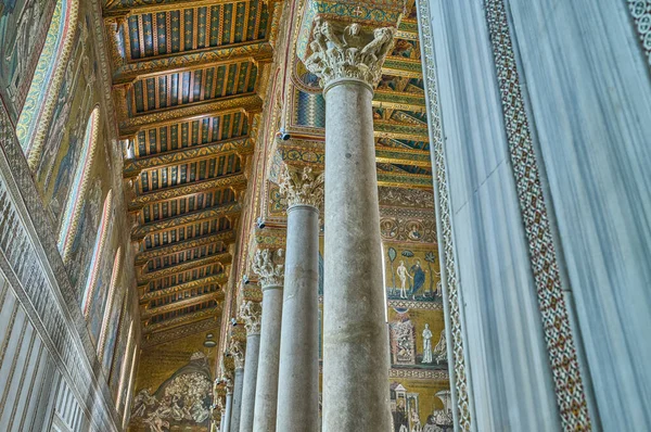 Monreale Italie Octobre 2022 Les Riches Mosaïques Byzantines Intérieur Cathédrale — Photo