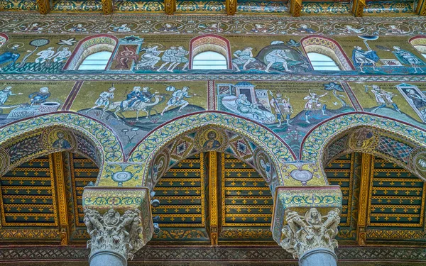 Monreale Italia Octombrie 2022 Bogatele Mozaicuri Bizantine Din Interiorul Catedralei — Fotografie, imagine de stoc