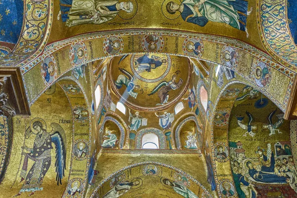 意大利巴勒莫 2018年12月26日 圣玛利亚教堂内的拜占庭镶嵌画 也被称为 Martorana — 图库照片