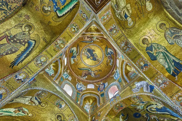 Palermo Itália Dezembro 2018 Mosaicos Bizantinos Dentro Igreja Santa Maria — Fotografia de Stock