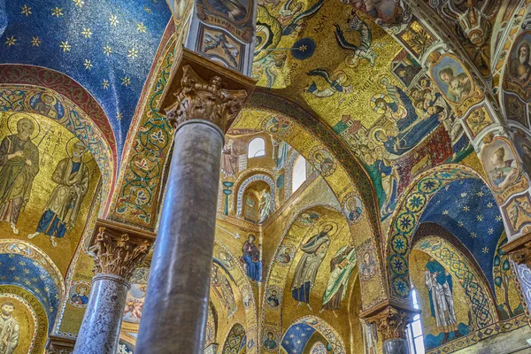 Palermo Włochy Grudnia 2018 Bizantyjska Mozaika Kościele Santa Maria Dell — Zdjęcie stockowe
