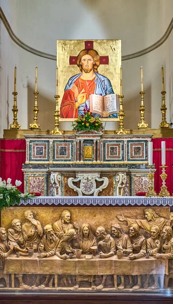 Taormina Італія Лютого 2023 Detail Altar Nicola Bari Cathedral — стокове фото