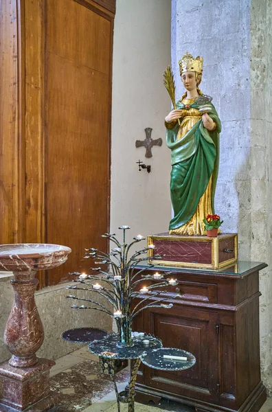 Taormina Włochy Lutego 2023 Sztuka Święta Bocznej Nawie Katedry Mikołaja — Zdjęcie stockowe