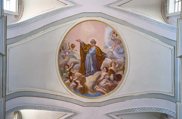 Taormina Italy February 2023 Fresco Nave Ceiling Giuseppe Church — Stock Photo, Image