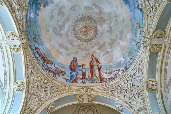 Taormina Italy February 2023 Fresco Nave Ceiling Giuseppe Church — Stock Photo, Image
