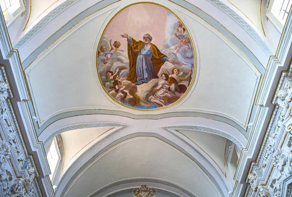 Таормина Италия Февраля 2023 Года Фреска Потолке Нефа Церкви Святого — стоковое фото
