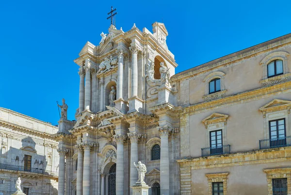 Syrcuse Włochy Główna Fasada Katedry — Zdjęcie stockowe
