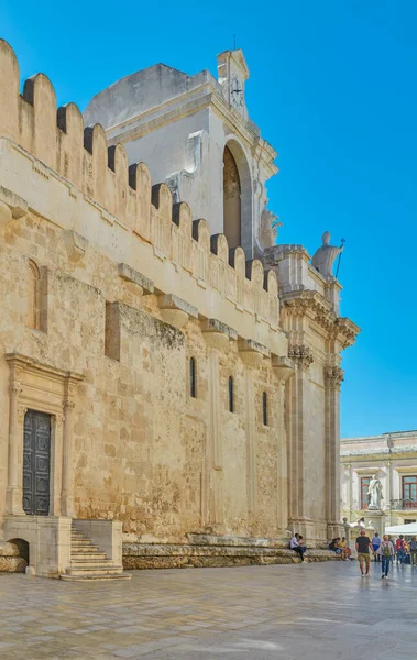 Syrcuse Italy November 2022 Side Facade Cathedral Doric Columns — Stock Photo, Image