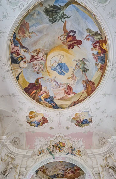 Île Mainau Allemagne Juin 2023 Peintures Décorations Intérieur Église Sainte — Photo