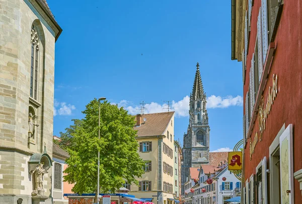 Constance Germany June 2023 View Main Street Cathedral Bell Tower — Stock Photo, Image