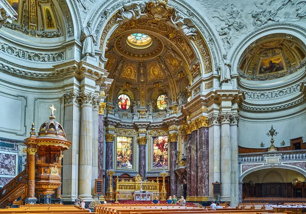 Berlin Germany Juky 2019 Main Altar Pulpit Berlin Cathedral Berliner — Stock Photo, Image