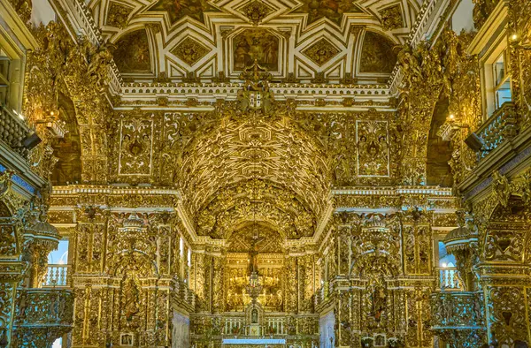 Salvador Bahia Brazílie Ledna 2023 Zlatá Socha Dekorace Vnitrozemí Kostela — Stock fotografie