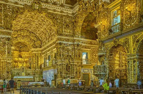 Salvador Bahía Brasil Enero 2023 Escultura Dorada Decoraciones Interior Iglesia —  Fotos de Stock