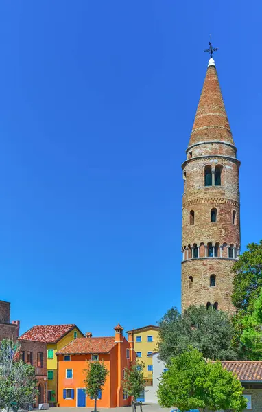 Caorle Italy Cylindrical Bell Tower Romanesque Style Cathedral Stephen Duomo — Stock Photo, Image