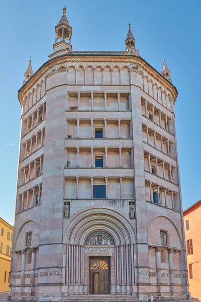 Parma Italien Det Åttakantiga Dopet Rosa Marmor Lombard Romansk Stil — Stockfoto