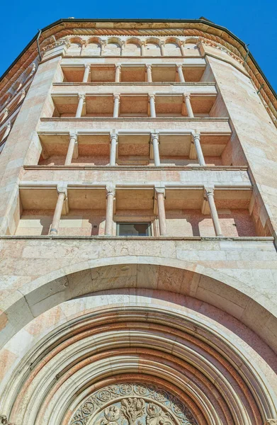Parma Italy Upward View Octagonal Baptistery Pink Marble Lombard Romanesque — Stock Photo, Image