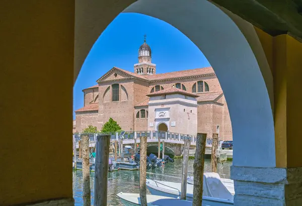 Talya Chioggia Duomo Santa Maria Assunta Katedrali Kanalın Üzerindeki Kemerden — Stok fotoğraf