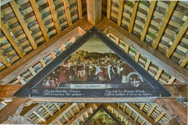 Lucerne Switzerland July 2022 Paintings Historical Events City Iside Wooden — Stock Photo, Image