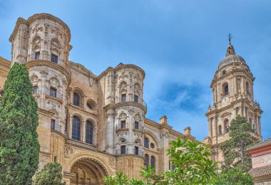 Malaga, İspanya, Malaga Katedrali veya Santa Iglesia Katedrali Baslica de la Encarnacin 'in Rönesans mimarilerine bakış