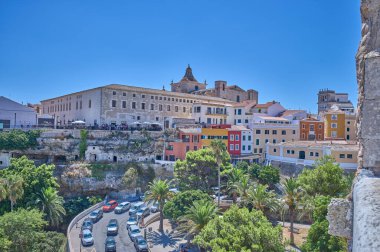Mahon / Menorca, İspanya, eski kasabanın panoramik manzarası