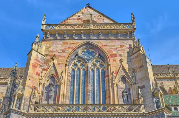 Colmar France Side Fscade Stained Glass Window Martin Collegiate Church — Stock Photo, Image