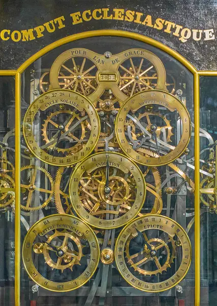 Strasbourg France September 2022 Detail Astronomical Clock Gotic Cathedrak Our — Stock Photo, Image
