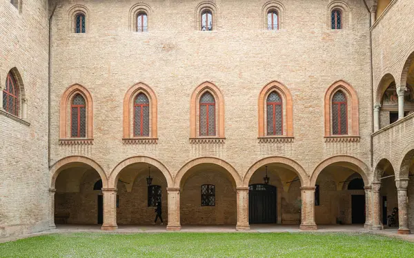 Fontanellato Italy February 2023 Courtyard Sanvitale Medieval Fortress — Stock Photo, Image